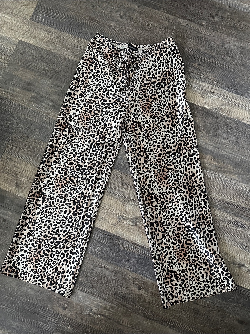 Streetwear Society Leopard Print Wide-Leg Pants in Beige, Black & Brown